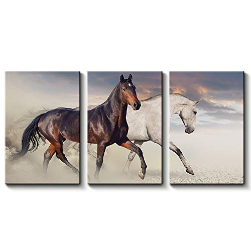 3 Pc Black & White Horse Wall Décor Photo Tiles | High Quality